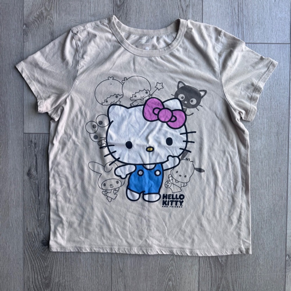 Hello Kitty and Friends Sanrio Graphic T-Shirt Beige Large Hybrid Apparel